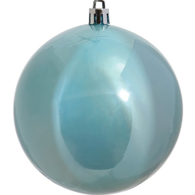 Μπλέ Πλαστική Γυαλιστερή Χριστουγεννιάτικη Μπάλα 8cm (Σετ 6 τμχ)